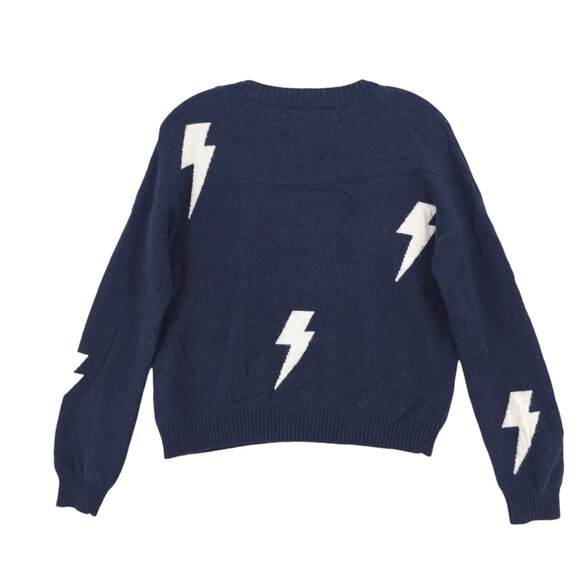 RAILS Presley Sweater Wool Cashmere Navy Blue White Lightning Bolt SMALL - Picture 3 of 6